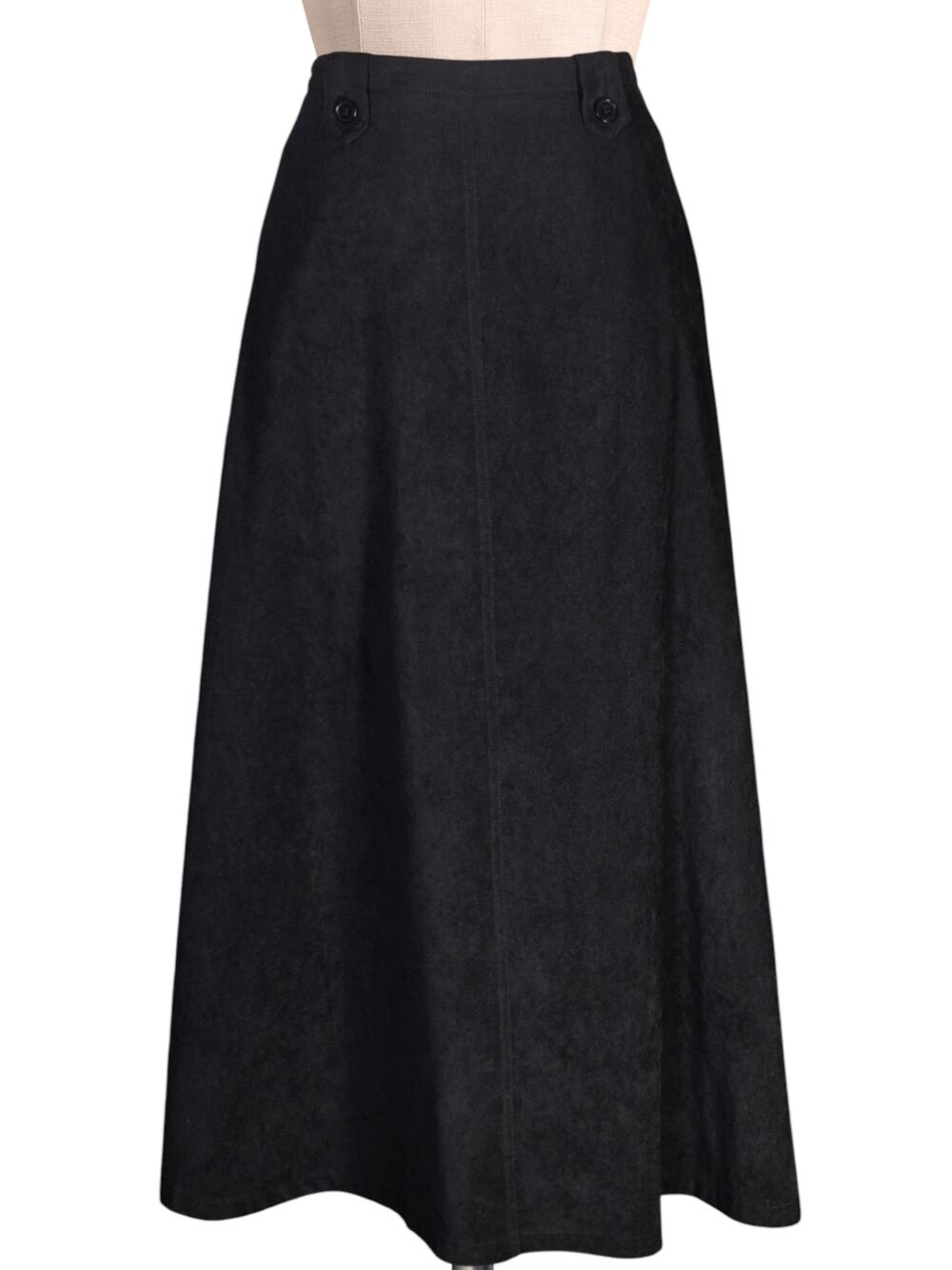 Coldwater Creek Brushed Faux Suede Feel Black Maxi Skirt With Pockets 12